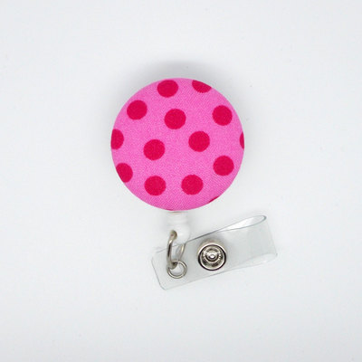 Red and pink polka dots - cute id badge reel - nurse badge holder - nursing badge reel - rn badge clip - teacher badge - medical badge