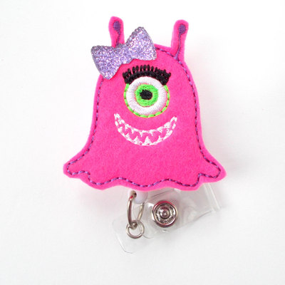 Mia the monster - retractable id badge reel - name badge holder - nursing badge - nurse badge holder - nursing badge clip - teacher badge