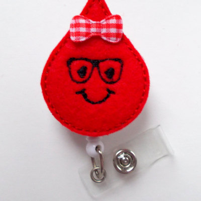 Nerdy blood drop - retractable badge reel - name badge holder - cute badge reel - badge reels - lab technician badge - hospital badges