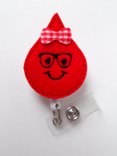 Nerdy blood drop - retractable badge reel - name badge holder - cute badge reel - badge reels - lab technician badge - hospital badges