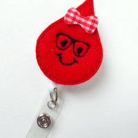 Nerdy Blood Drop - Retractable Badge Reel - Name Badge Holder - Cute Badge Reel - Badge Reels - Lab Technician Badge - Hospital Badges - Thumbnail 2