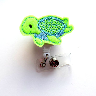 Baby turtle - retractable id badge reel - name badge holder - pediatric badge reel - nurse badge holder - nursing badge - felt badge