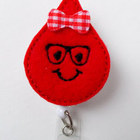 Nerdy Blood Drop - Retractable Badge Reel - Name Badge Holder - Cute Badge Reel - Badge Reels - Lab Technician Badge - Hospital Badges - Thumbnail 3