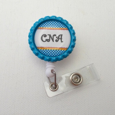 Cna - bottle cap badge reel - cute badge reel - nursing badge holder - cna badge pull - medical office badge - cna badge reel - badgeshack