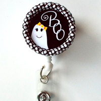 Boo Ghost - Name Badge Holder - Lanyard - Nursing Badge - Teacher  Badge - Nurses Badge - Halloween Badge - RN Badge - PICU  - Nurse Gift - Thumbnail 2