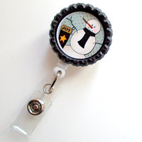 Snowman Joy - Retractable ID - Name Badge Holder - Snowman Badge Holder - School Badge - Cute Badge Reel - Nursing Badge - Christmas Badge - Thumbnail 2