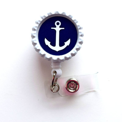 Navy anchor - nursing badge holder - teacher badge reel  - nurse name badge - nurses badge - cute id badge reel - sea pass