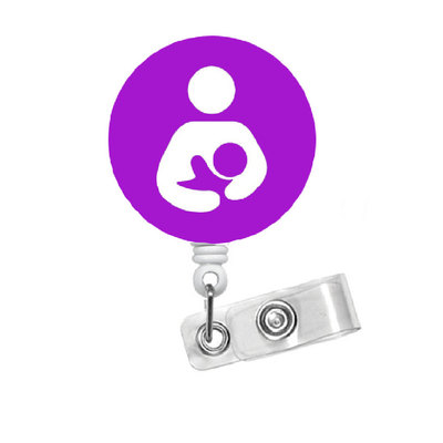 Lactation consultant purple 1.5&quot; - retractable badge reel - name badge holder - breast feeding badge - breastfeed badge - badge reels