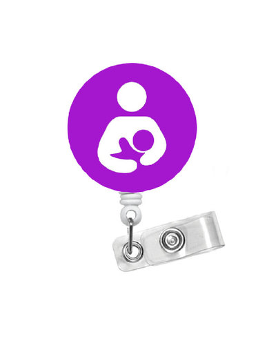 Lactation consultant purple 1.5&quot; - retractable badge reel - name badge holder - breast feeding badge - breastfeed badge - badge reels