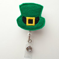 St. Patrick&#39;s Day Leprechaun Hat  - Name Badge Holder - Cute Badge Reel - Nurse Badge Holder - Nursing Badge Clip - Teacher Badge Reel - Thumbnail 1