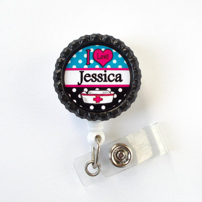 I love nursing  personalized badge reel - name badge holder - retractable id badge reel  - nurse badge holder - nursing badge holder - rn