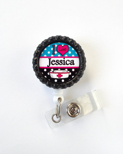 I love nursing  personalized badge reel - name badge holder - retractable id badge reel  - nurse badge holder - nursing badge holder - rn