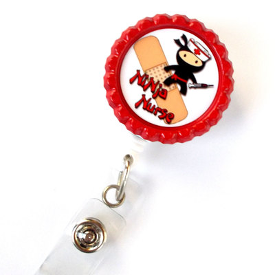 Ninja nurse - nurse badge reel - nursing badge - nurse badge clip - cute badge reel - registered nurse badge holder - picu badge holder