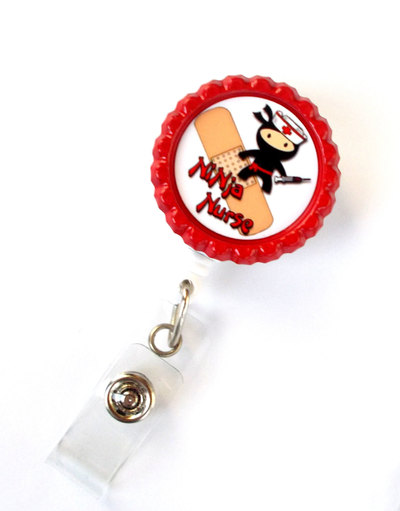 Ninja nurse - nurse badge reel - nursing badge - nurse badge clip - cute badge reel - registered nurse badge holder - picu badge holder