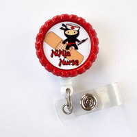 Ninja Nurse - Nurse Badge Reel - Nursing Badge - Nurse Badge Clip - Cute Badge Reel - Registered Nurse Badge Holder - PICU Badge Holder - Thumbnail 1