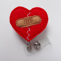 Mended Bandaid Heart - Retractable Badge Reel - Nurse Badge Holder - Nursing Badge - Felt Badge - RN Badge - Pediatric Nurse Badge - Gift - Thumbnail 3