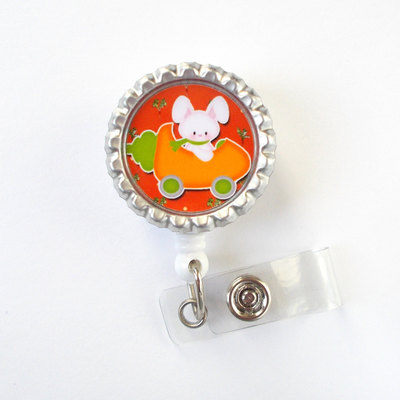 Bobby the bunny - nursing badge holder - teacher badge reel - nurse name badge - nurses badge - bunny badge reel - rn badge - easter badge