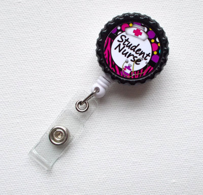 Student nurse - id badge holder - badge reel - name tag badge - student nurse id badge clip - nursing badge