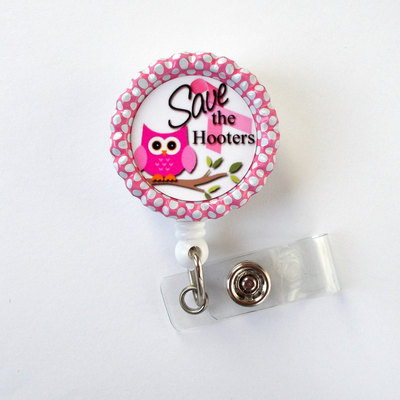 Save the hooters badge holder - breast cancer badge reel - nursing badge - teacher badge reel - medical badge - breast cancer awareness