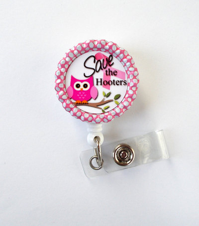 Save the hooters badge holder - breast cancer badge reel - nursing badge - teacher badge reel - medical badge - breast cancer awareness