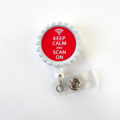 Keep calm and scan on red - rt badge reel - sonographer badge holder - ultrasound technician badge holder - xray technician badge