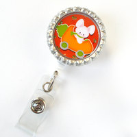 Bobby the Bunny - Nursing Badge Holder - Teacher Badge Reel - Nurse Name Badge - Nurses Badge - Bunny Badge Reel - RN Badge - Easter Badge - Thumbnail 1