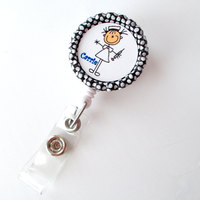 Personalized Stick Nurse  - Name Badge Holder - Retractable ID Badge Reel  - Nurse Badge Holder - Nursing Badge Holder - Thumbnail 1