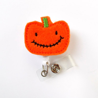 Peter the pumpkin - unique id badge reel - halloween badge holder - cute badge reel - nurse badge holder - nursing badge clip - felt badge