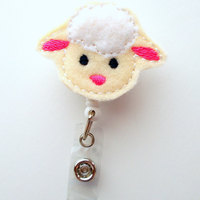 Sweet Lamb - Retractable ID Badge Reel - Name Badge Holder - Cute Badge Reel - Nurse Badge Holder - Nursing Badge Clip - Feltie Badge - Thumbnail 2