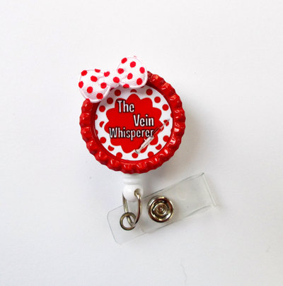 The vein whisperer - retractable badge reel - badge holder - phlebotomist badge reel - badge reels - lab technician badge - hospital badges