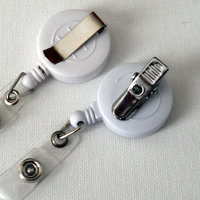 Pink and Red Striped Hearts - Retractable ID Badge Reel - Nurse Badge Holder - Teacher Badge Clip - Pretty ID Badge - Thumbnail 2