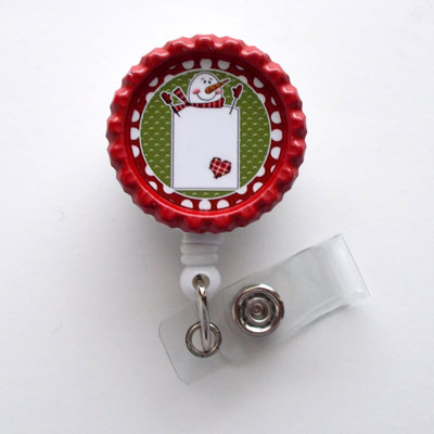 Folk art snowman - nursing badge holder - er nurse badge reel  - santa claus badge - nurses badge - cute badge reel