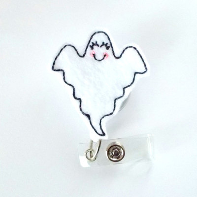 Gina the ghost  - nurses badge holder - felt badge - nursing badge holder - teacher badge reel - rn badge reel - halloween badge