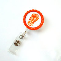 Flip Flop Orange - Retractable ID Badge Reel - Name Tag Badge - Cute ID Badge Reel - Nurse Badge Clip - Pediatric Badge - Teacher ID Badge - Thumbnail 3