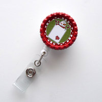 Folk Art Snowman - Nursing Badge Holder - ER Nurse Badge Reel  - Santa Claus Badge - Nurses Badge - Cute Badge Reel - Thumbnail 2