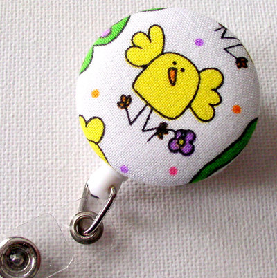 Easter chick - retractable id badge reel - holiday badge holder - nurse badge clip - teacher badge pull - cute id badge