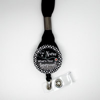 I&#39;m a Nurse What&#39;s Your Superpower Lanyard Black - Nurse Lanyard - RN Lanyard - Nurse Stethoscope Tag - RN Steth Tag - PICU Nurse - Thumbnail 1
