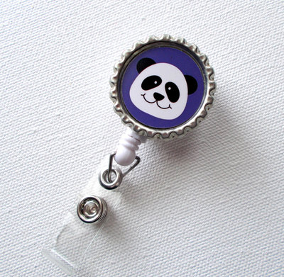 Purple panda - retractable badge - nursing badge holder - cute badge reel - nurse - pediatric badge holder - nurses badge clip
