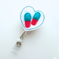RX Heart - Retractable ID Felt Badge Holder - Cute Badge Reel - Pharmacist Badge Holder - Pharmacist Badge Reel - RX Badge - Thumbnail 2