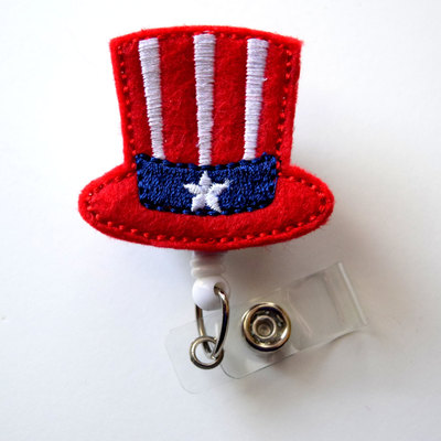 Star and stripes patriotic hat - cute badge holder - nurses badge holder - nursing badge holder - cute badge reel - rn badge reel - nurse
