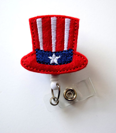 Star and stripes patriotic hat - cute badge holder - nurses badge holder - nursing badge holder - cute badge reel - rn badge reel - nurse