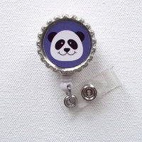 Purple Panda - Retractable Badge - Nursing Badge Holder - Cute Badge Reel - Nurse - Pediatric Badge Holder - Nurses Badge Clip - Thumbnail 1