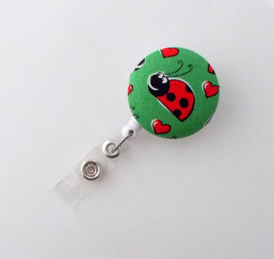 Ladybug - retractable id badge reel - pediatric badge holder - nursing badge - nurses badge holder - nurse - teacher id badge reel