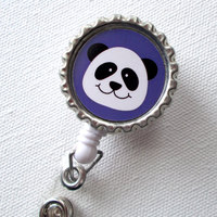 Purple Panda - Retractable Badge - Nursing Badge Holder - Cute Badge Reel - Nurse - Pediatric Badge Holder - Nurses Badge Clip - Thumbnail 2