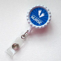 Labor and Delivery Nurse - Little Feet - ID Badge Reel - Name Badge Holder - Nursing Badge - Nurse ID Badge Clip - Nurses Badge Holder - Thumbnail 1