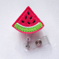 Watermelon - Retractable ID Felt Badge Holder - ID Badge Holder - Cute Badge Reel - Happy ID Badge Reel - Thumbnail 2