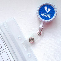 Labor and Delivery Nurse - Little Feet - ID Badge Reel - Name Badge Holder - Nursing Badge - Nurse ID Badge Clip - Nurses Badge Holder - Thumbnail 2