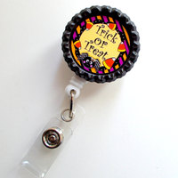 Trick or Treat - Name Badge Holder - Teacher Badge - Nursing Badge Reel - Teacher  Badge Reel - Nurses Badge - Halloween Badge Clip - Thumbnail 1