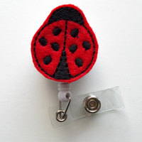 Ladybug II - Retractable ID Badge Reel - Name Badge Holder - Teacher Badge Reel - Teacher Badge Holder - Nursing Badge - Felt Badge - Thumbnail 2