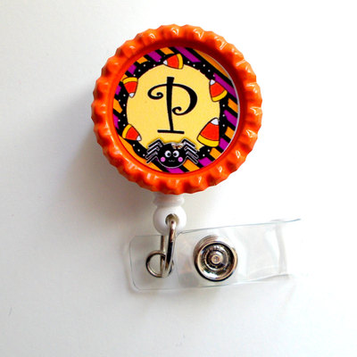 Personalized halloween - name badge holder - personalized badge clip - fun badge reel - nurse badge pull - teacher badge - slp - md